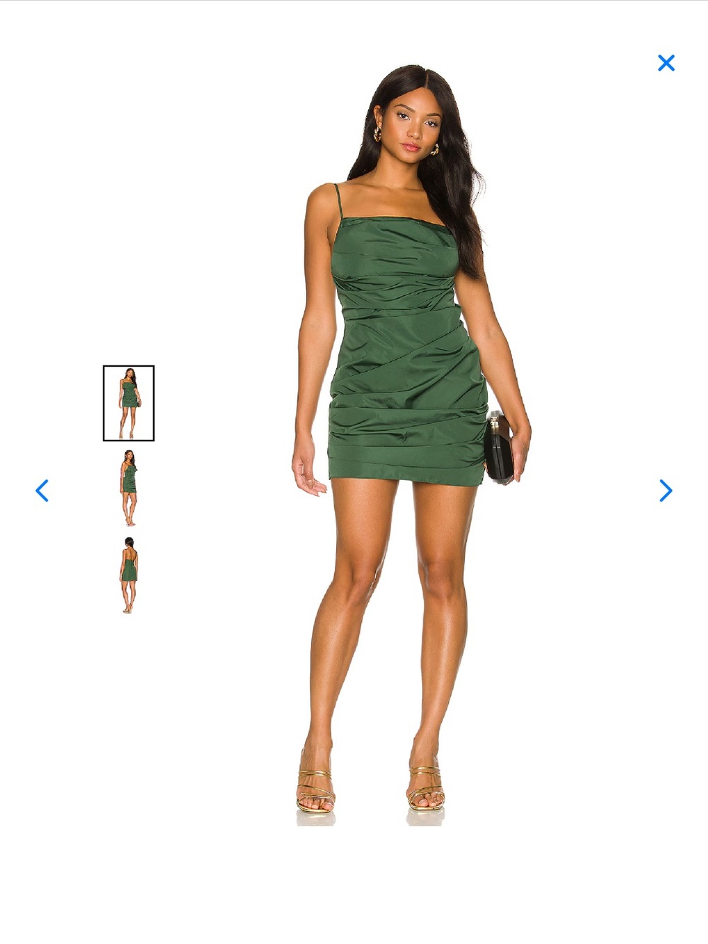 Amanda Uprichard Emerald Green Ruched Spaghetti-Strap Mini Dress